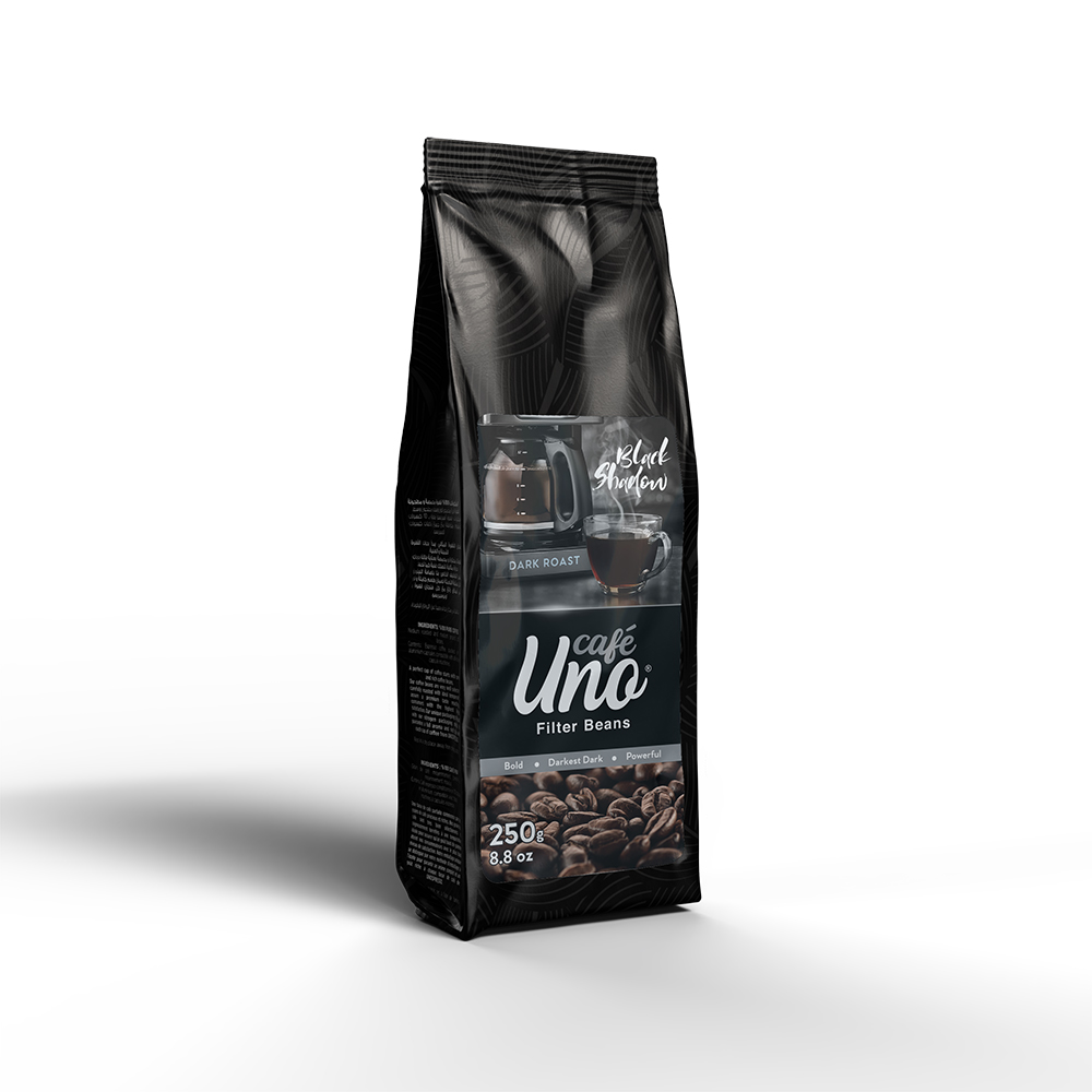 Black Shadow - Uno Cafe - American Filter Coffee Beans - 100% Natural from the Finest Coffee Farms - Smooth - 250g